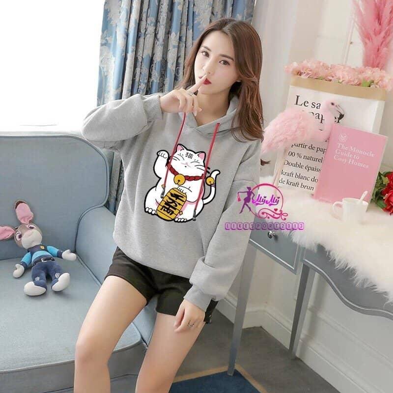 Áo khoác hoodie Chú Mèo May Mắn dễ thương
