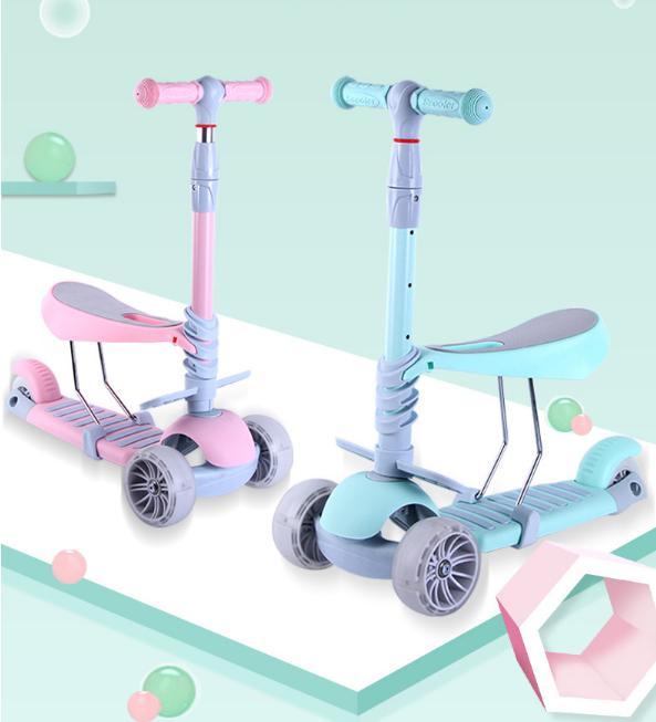 Xe trượt Scooter 3 trong 1 loại mới kèm ghế ngồi và giỏ đựng đồ cho bé
