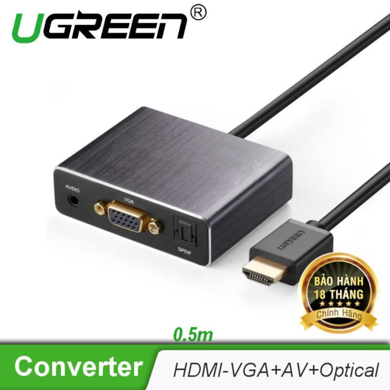 Bảng giá Cáp chuyển đổi HDMI sang VGA tích hợp cổng quang Optical Analog SPDIF 5.1 và Audio 3.5mm dài 0.5m UGREEN 40282 - Hãng phân phối chính thức Phong Vũ
