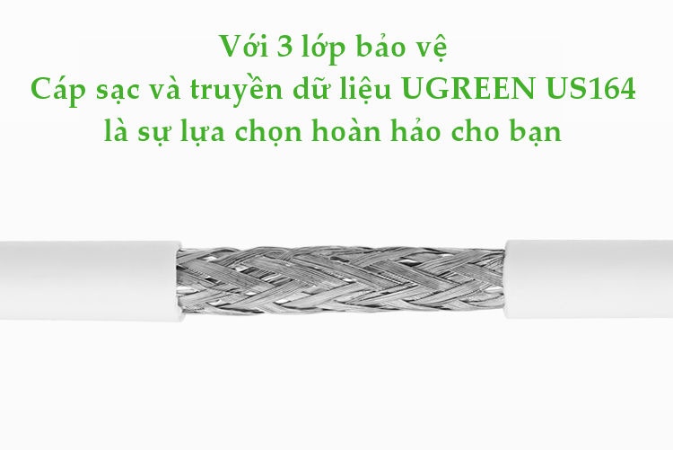 Dây cáp và truyền dữ liệu USB type C 3.1 hỗ trợ sạc nhanh PD 60W, QC3.0, 3A, dài 1.5m UGREEN US161 Dây cáp và truyền dữ liệu USB type C 3.1 hỗ trợ sạc nhanh PD 60W, QC3.0, 3A, dài 1.5m UGREEN US161