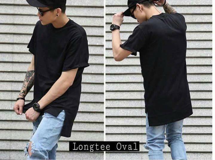 Áo thun tà vuông dài - Áo Longtee Oval - Áo thun nam nữ vạt dài vuông - Áo tà trước ngắn tà sau dài - Longtee Layer Oval Trắng Đen Xám
