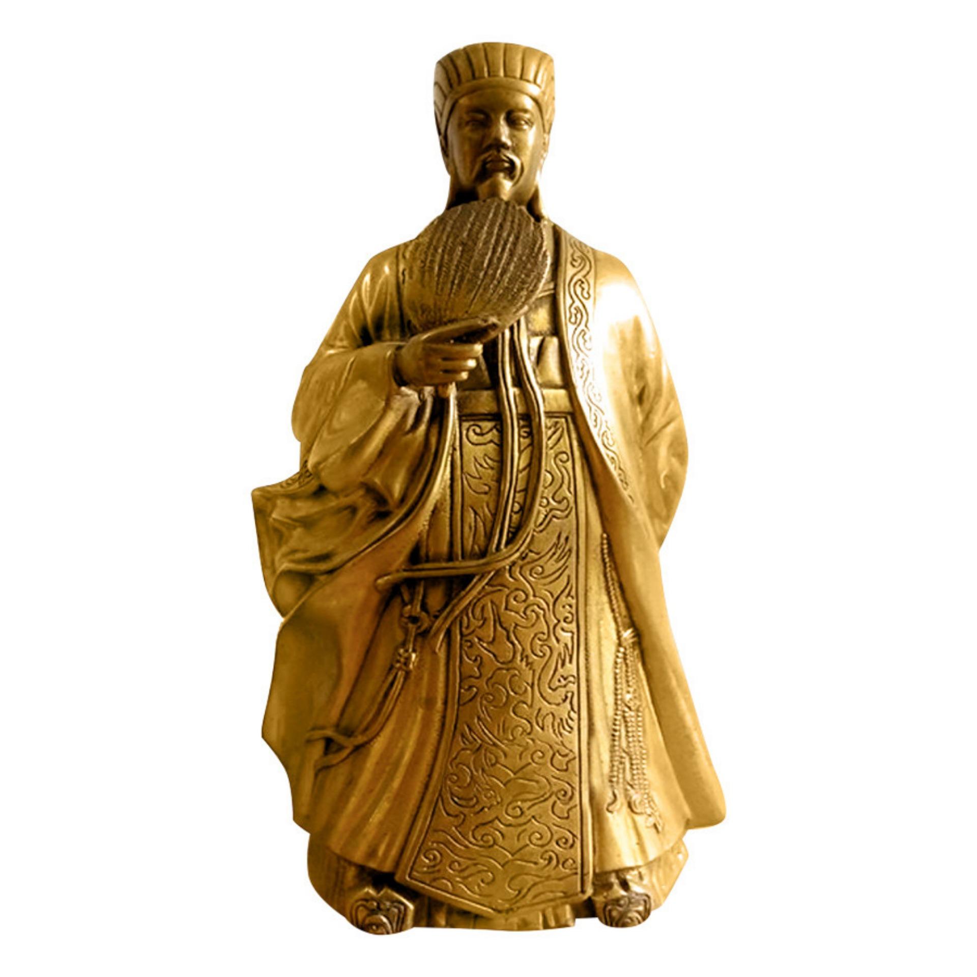 Tượng Khổng Minh Phú Cường Phát - Chất liệu bằng đồng thau nặng 700g cao 18cm -Biểu tượng trí tuệ sự thông minh và uyên bác + Tặng vòng Osibiand