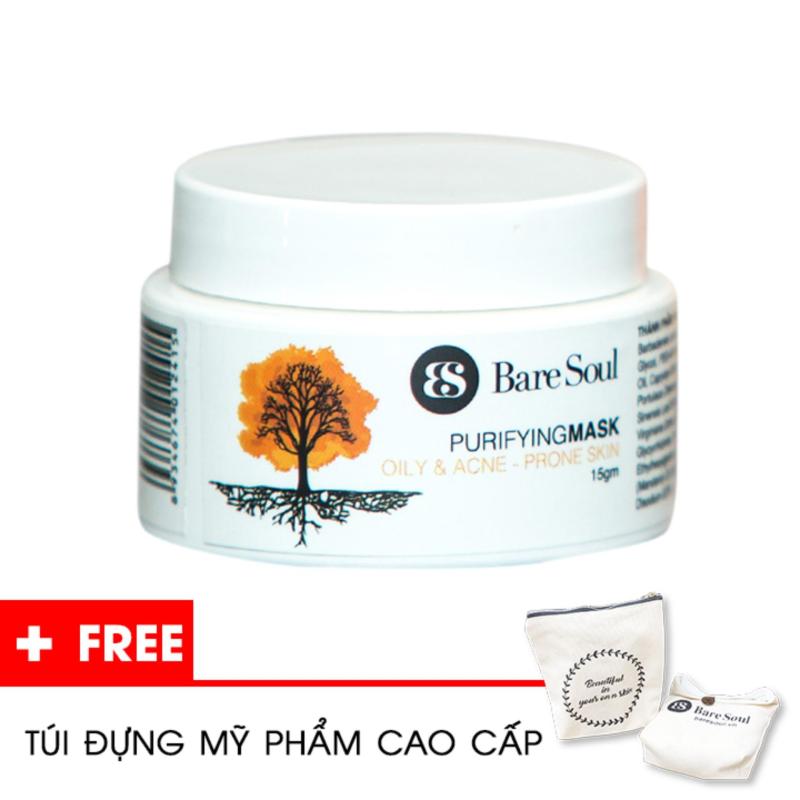 Mặt nạ thanh lọc BareSoul – Da dầu và trị mụn 15g – Hàng chính hãng – Purifying Mask Oily & Acne Prone Skin + Tặng túi mỹ phẩm cao cấp