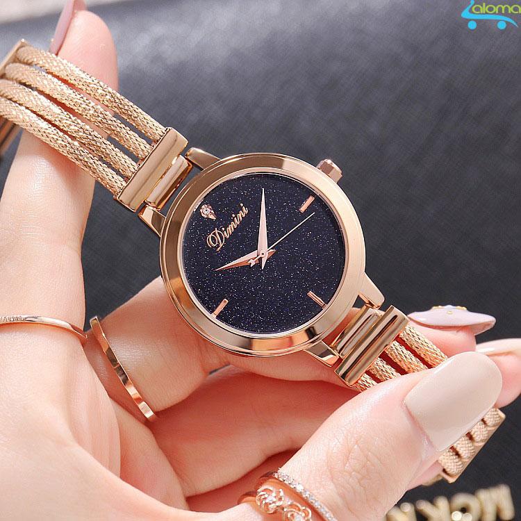 Đồng hồ nữ dây thép mặt đá Sapphire chống nước Dimini D5266 (Vàng)