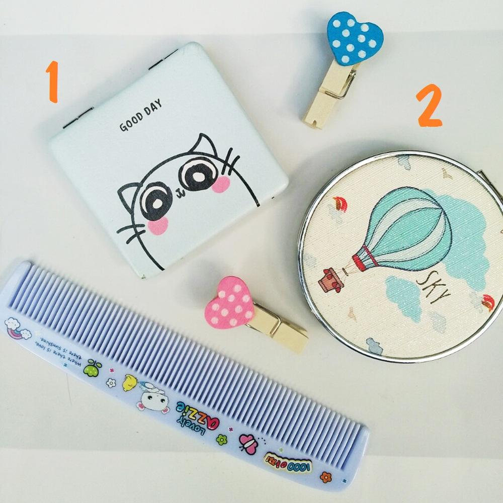 Combo 1 gương trang điểm + 1 lược mini cute phô mai que PHỤ KIỆN 68