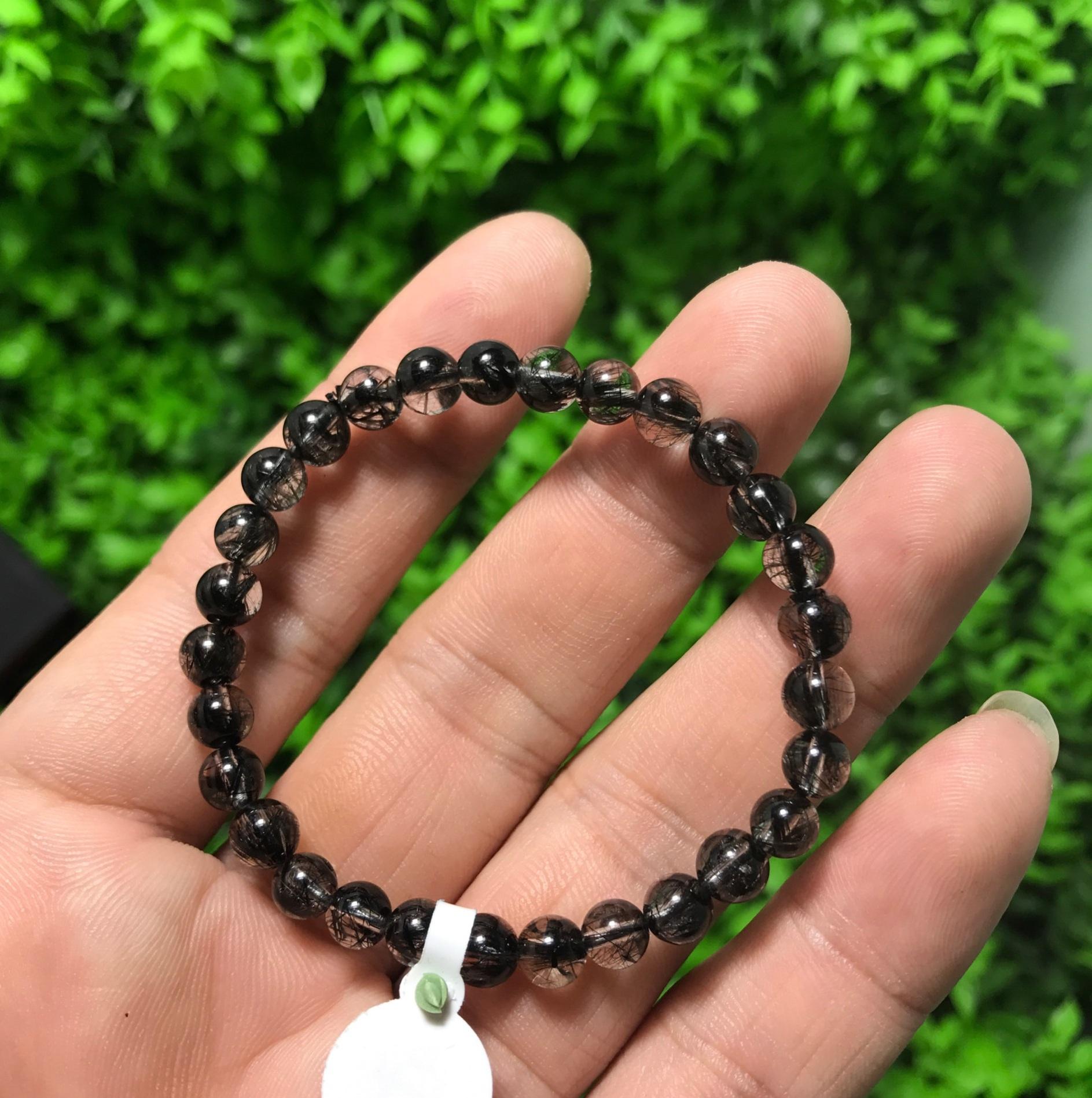 Vòng tay đá tự nhiên thạch anh tóc đen size 7 li loại đẹp