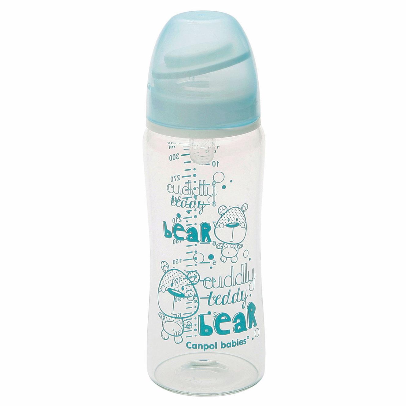 Canpol Babies - Bình sữa thuỷ tinh cổ rộng chống đầy hơi EasyStart 330ml 79/003
