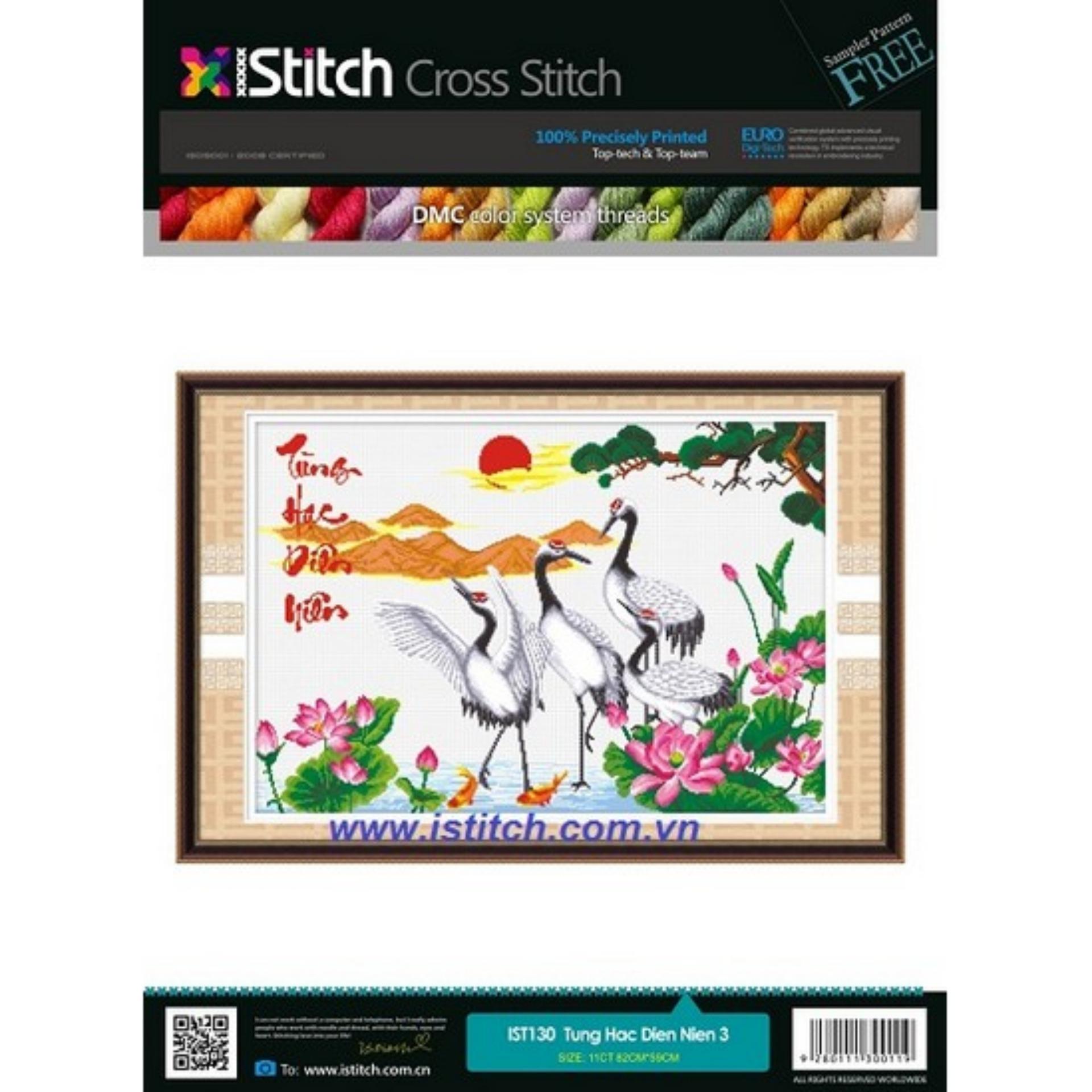 Tranh Thêu Chữ Thập Tùng Hạc Diên Niên 3