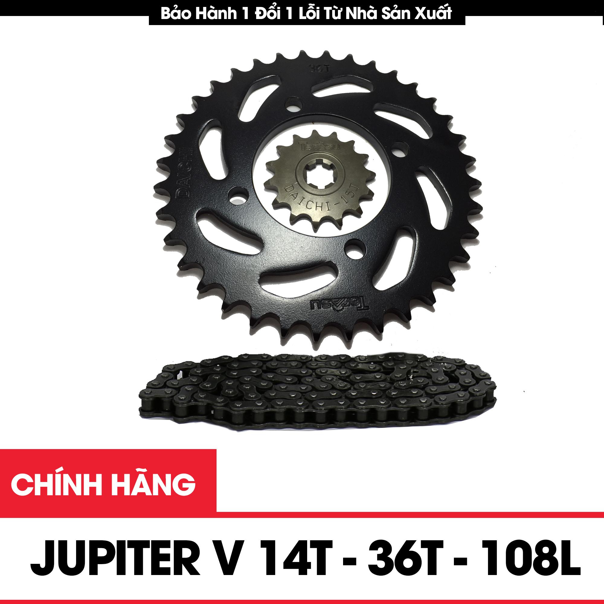 Bộ nhông xích, nhông sên đĩa Yamaha Jupiter V  chính hiệu Daichi thông số (15T-36T–104L) công nghệ đột dập, sơn tĩnh điện + Bảo hành 6 tháng 1 đổi 1 daichi.vn