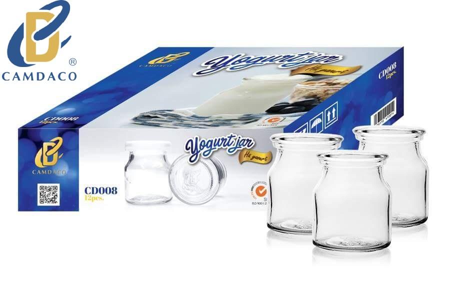 Bộ 12 hũ thủy tinh đựng sữa chua nắp thiếc 100ml