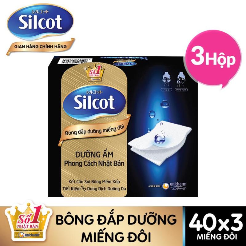 Bộ 3 hộp Bông đắp dưỡng Silcot miếng đôi tiện dụng 40 miếng/hộp - TUSC00003CB