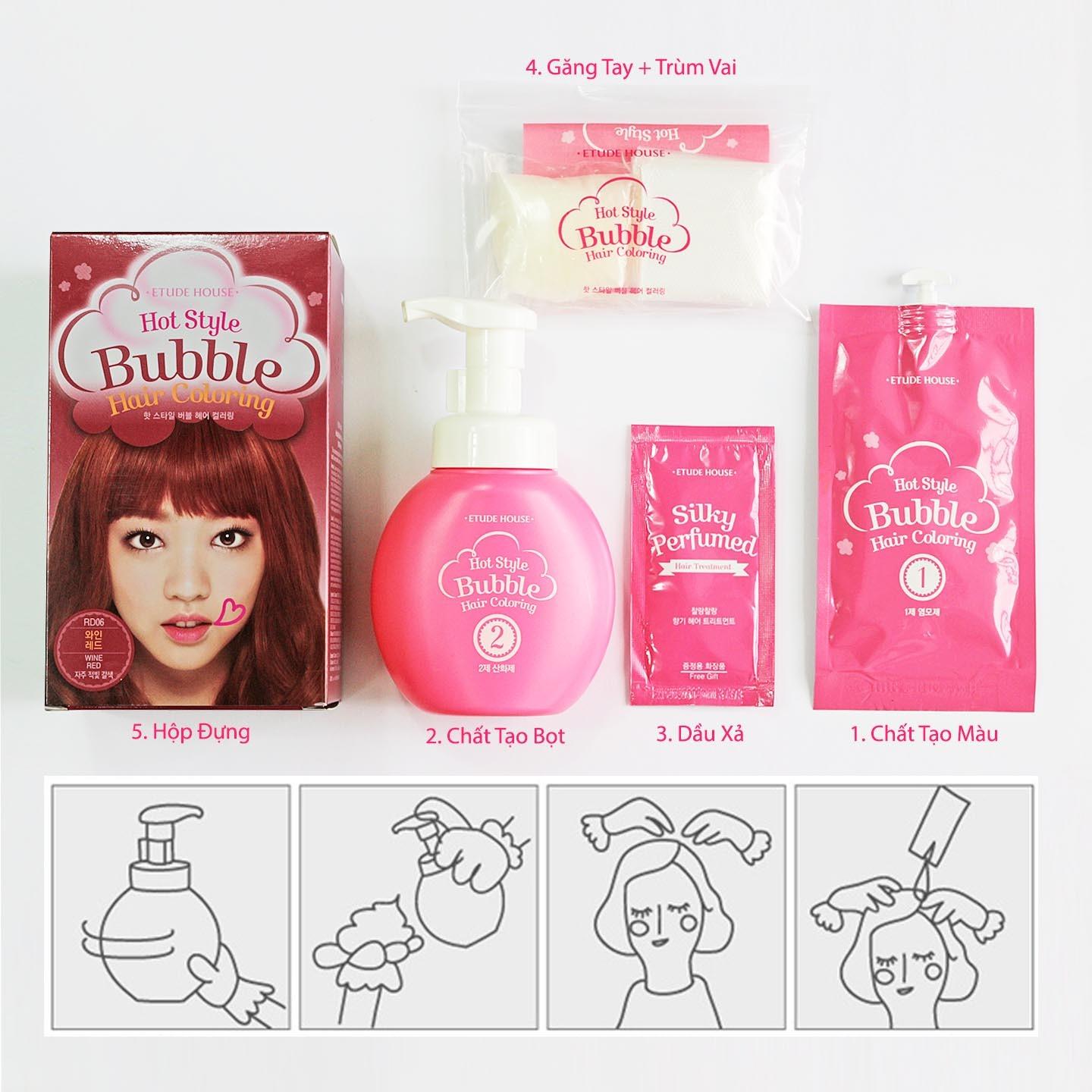 Nhuộm tóc dạng BỌT Màu đẹp Lâu trôi Etude House - Hot Style Bubble Hair Coloring