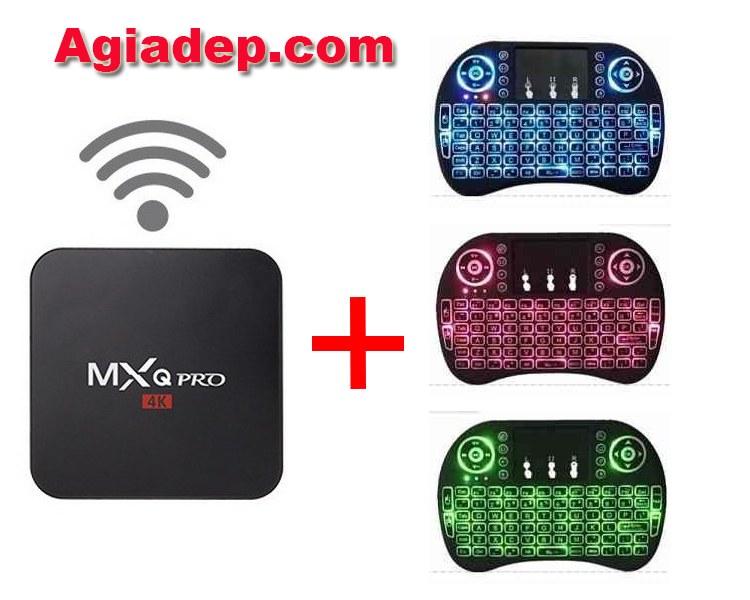 Tivibox MXQ Pro+ 1G và Bàn phím không dây kiêm chuột cảm ứng nhiều màu -