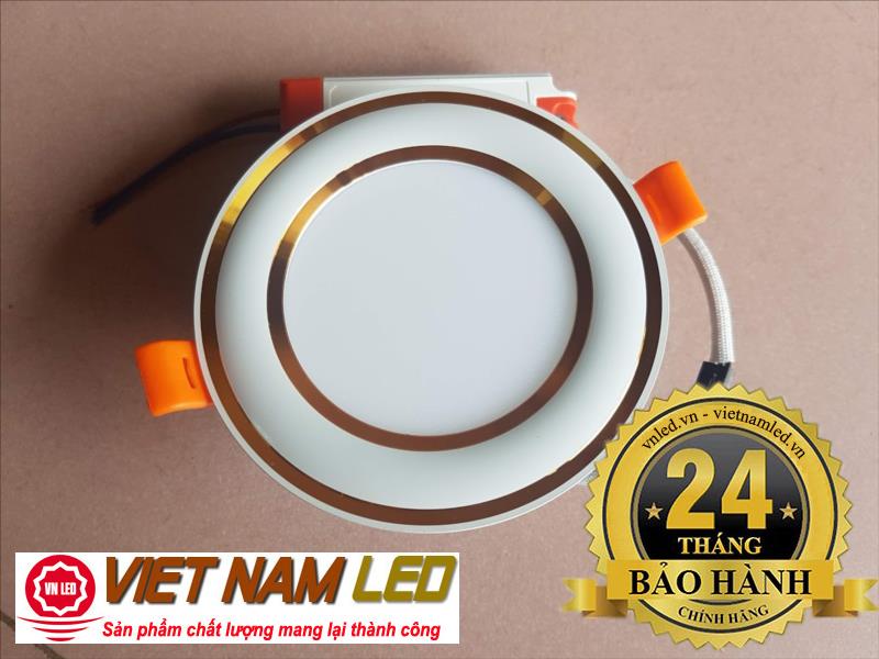 Đèn Led âm trần 7W viền vàng cong, đổi 3 màu