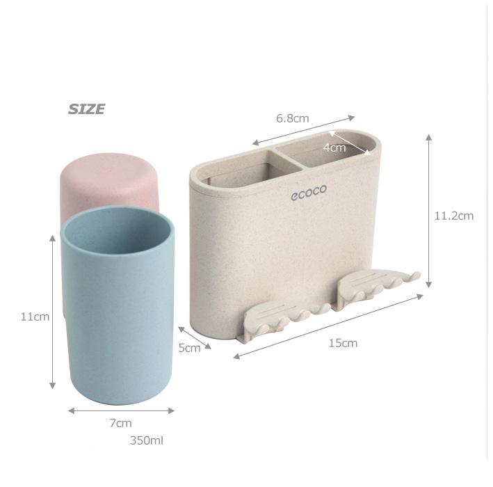 Bộ dụng cụ để bàn chải kèm 2 cốc ecoco e1701