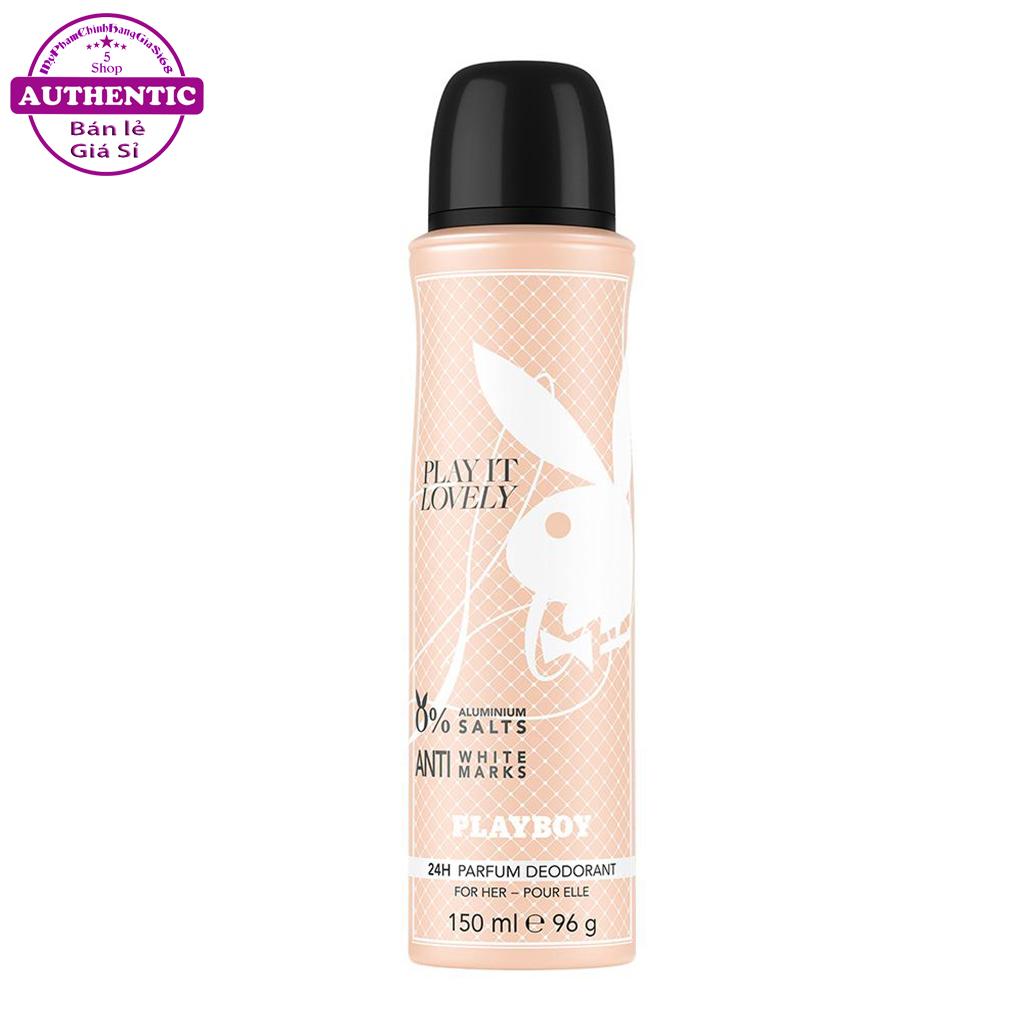 Xịt thơm toàn thân nữ playboy 24h parfum deodorant for her – play it lovely 150ml