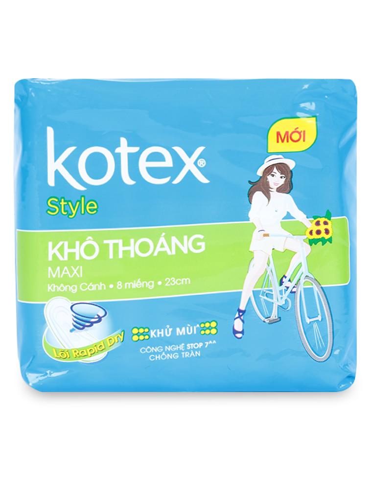 Băng Vệ Sinh Kotex Style Maxi Khô Thoáng Không Cánh 8M (Dài 23 cm)