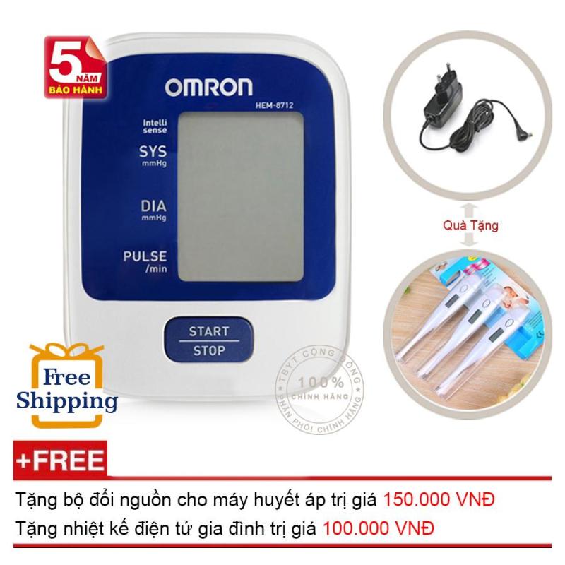 Máy Đo Huyết Áp Bắp Tay Omron Hem-8712 + Tặng Bộ Đổi Nguồn Và Nhiệt Kế Điện Tử Gia Đình (OEM)