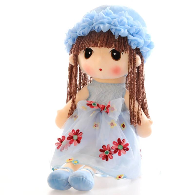 Búp bê bông cô bé váy voan đính hoa cao 40cm