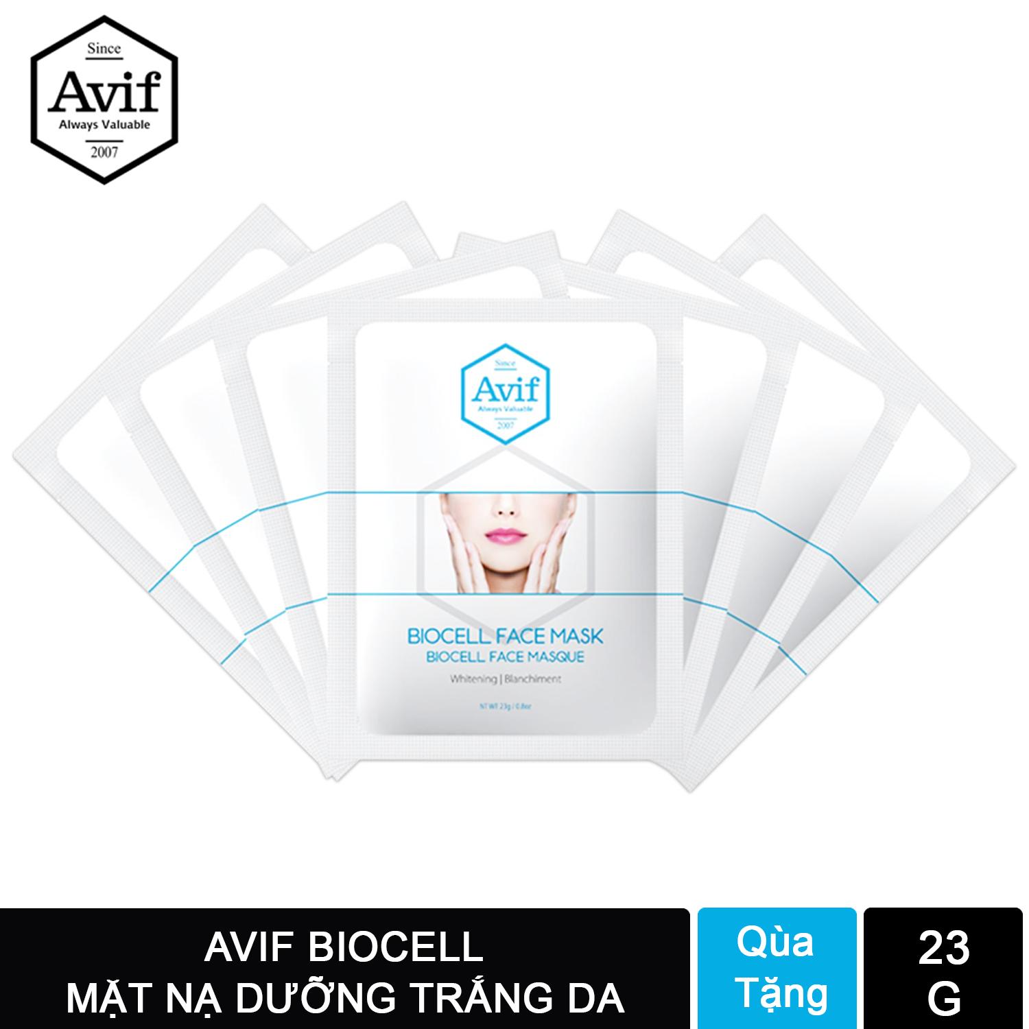 Hộp 10 mặt nạ avif biocell dưỡng trắng da - whitenig face mask + tặng bút chì kẻ mày