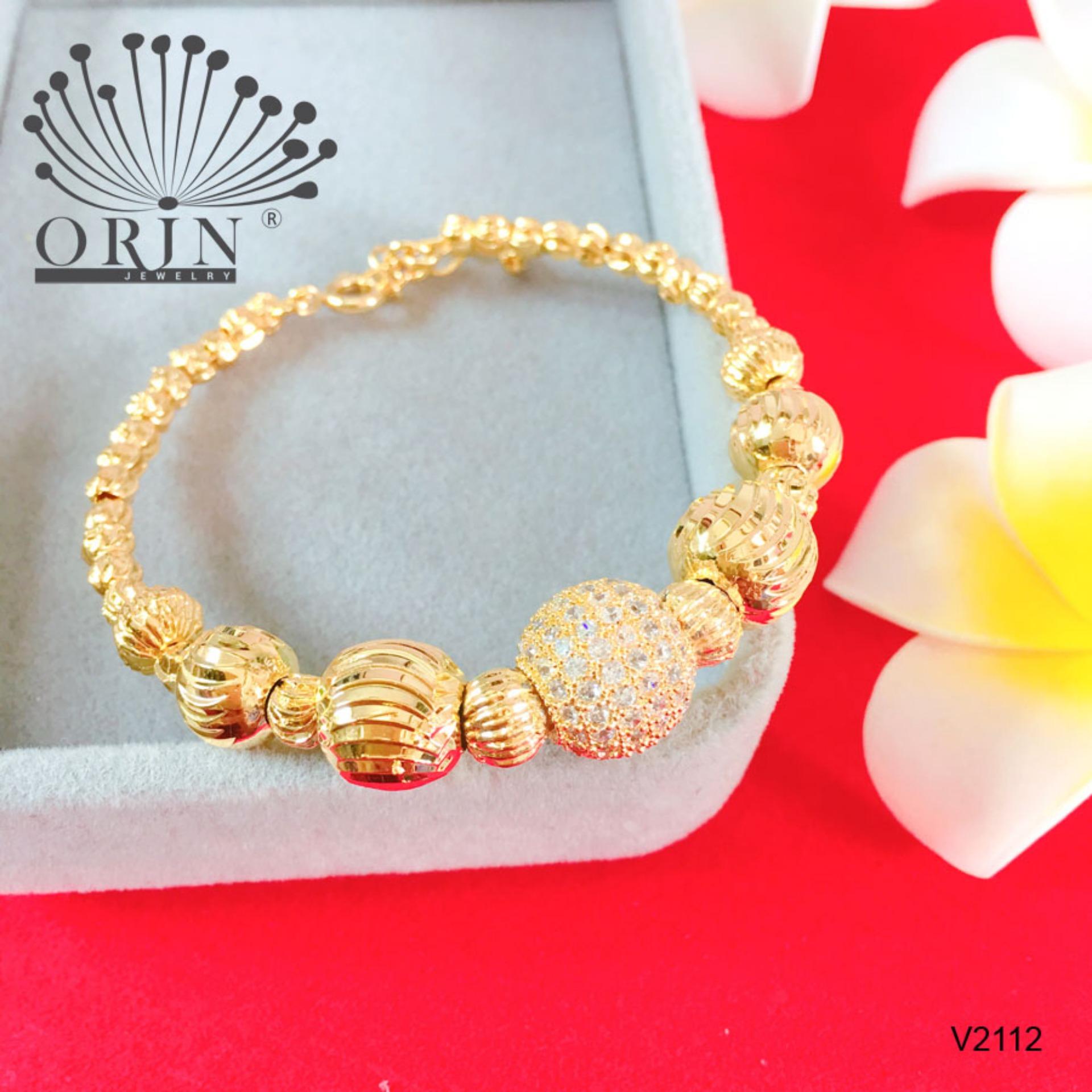 Vòng tay nữ vòng bi mạ trang sức thiết kế đính đá charm cao cấp Orin V2112 - Long Tien