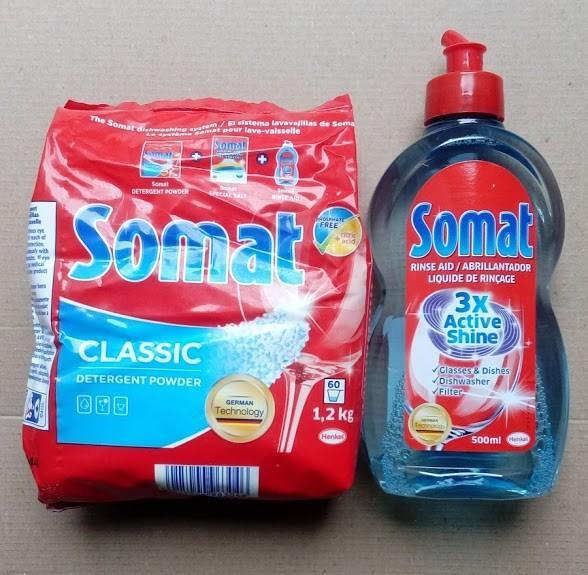 Combo Bột rửa bát somat 1,2kg + nước làm bóng somat 750ml dùng cho máy rửa bát