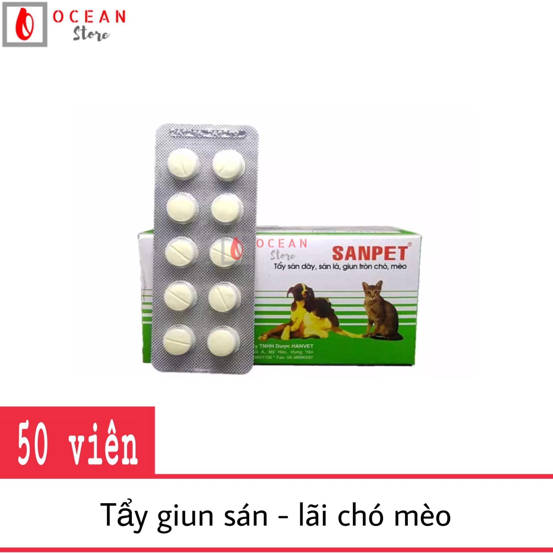 (COMBO 5 VỈ) Thuốc tẩy giun sán - lãi cho chó mèo - Hanvet Sanpet