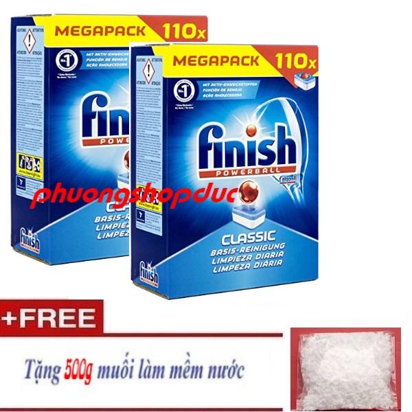 2 hộp viên rửa chén bát ly finish 110v powerball classic ( made in ue ) tặng 500g muối