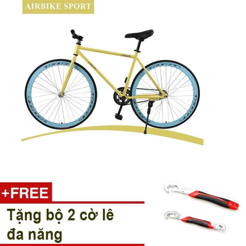Mua Xe đạp Fixed Gear Air Bike MK78 (vàng xanh) - TẶNG bộ 2 cờ lê đa năng
