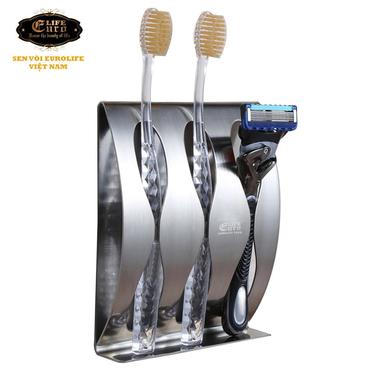 BÁO GIÁ Kệ Để Bàn Chải Đánh Răng Inox 304 | Shopee Lazada Sendo Tiki mới nhất 50 Kệ để bàn chải đánh răng, dao cạo râu Inox 304 Eurolife EL-TR1 (Trắng vàng)