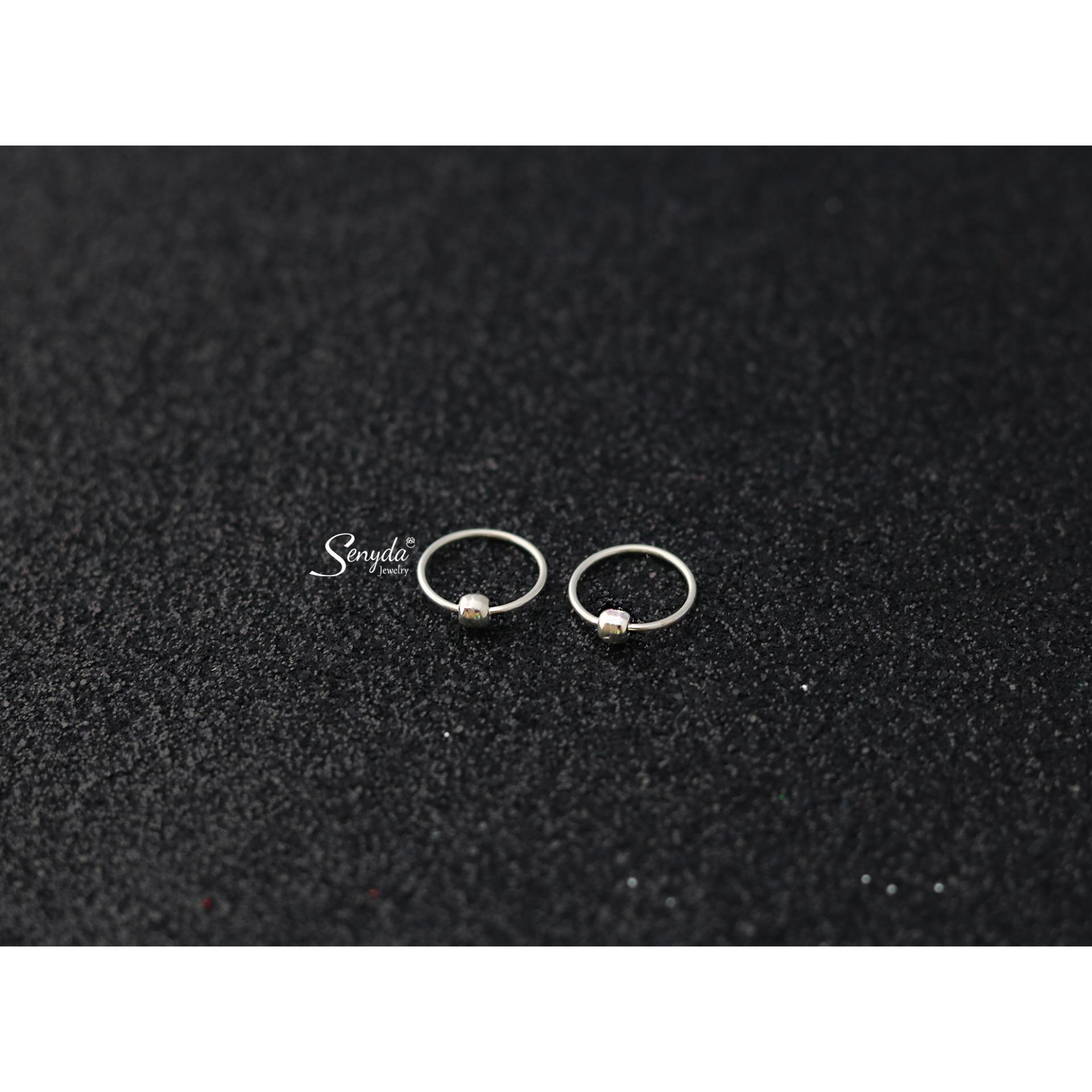 Bông tai khoen bi bạc 925 senyda jewelry bt169