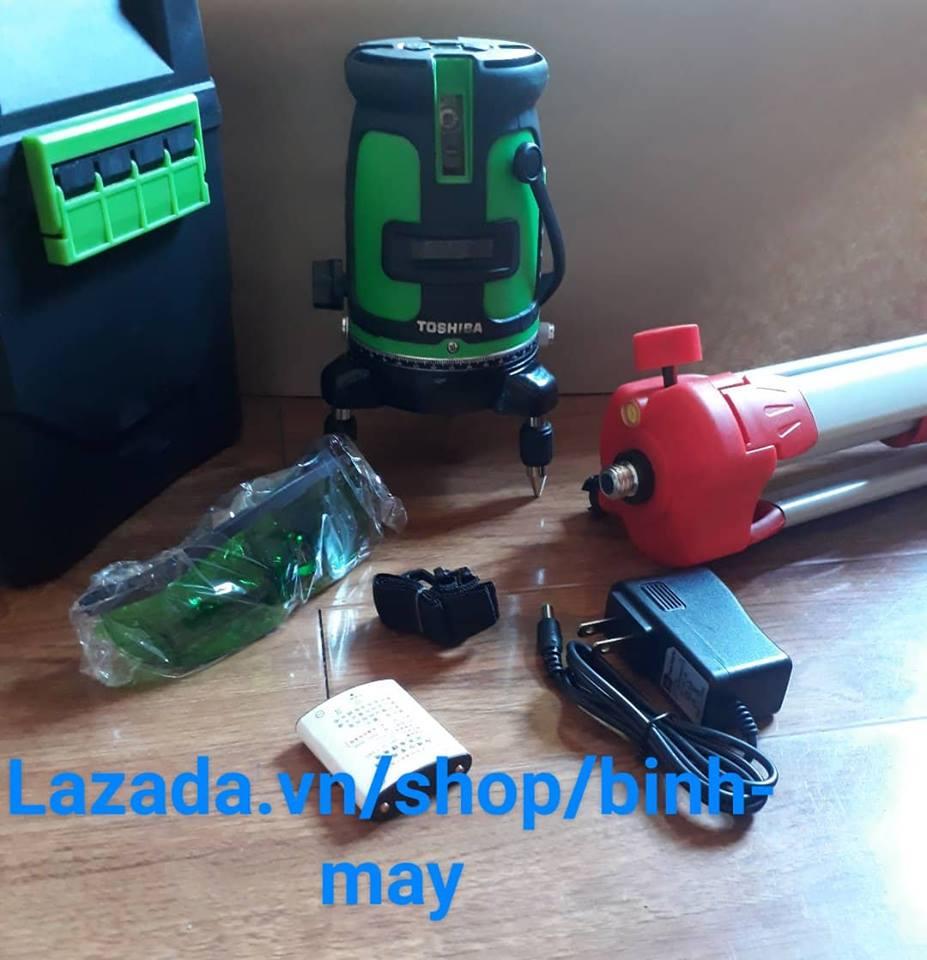Máy cân mực laser TOSHIBA 5 tia xanh(kèm đầy đủ chân đế- sạc - pin)