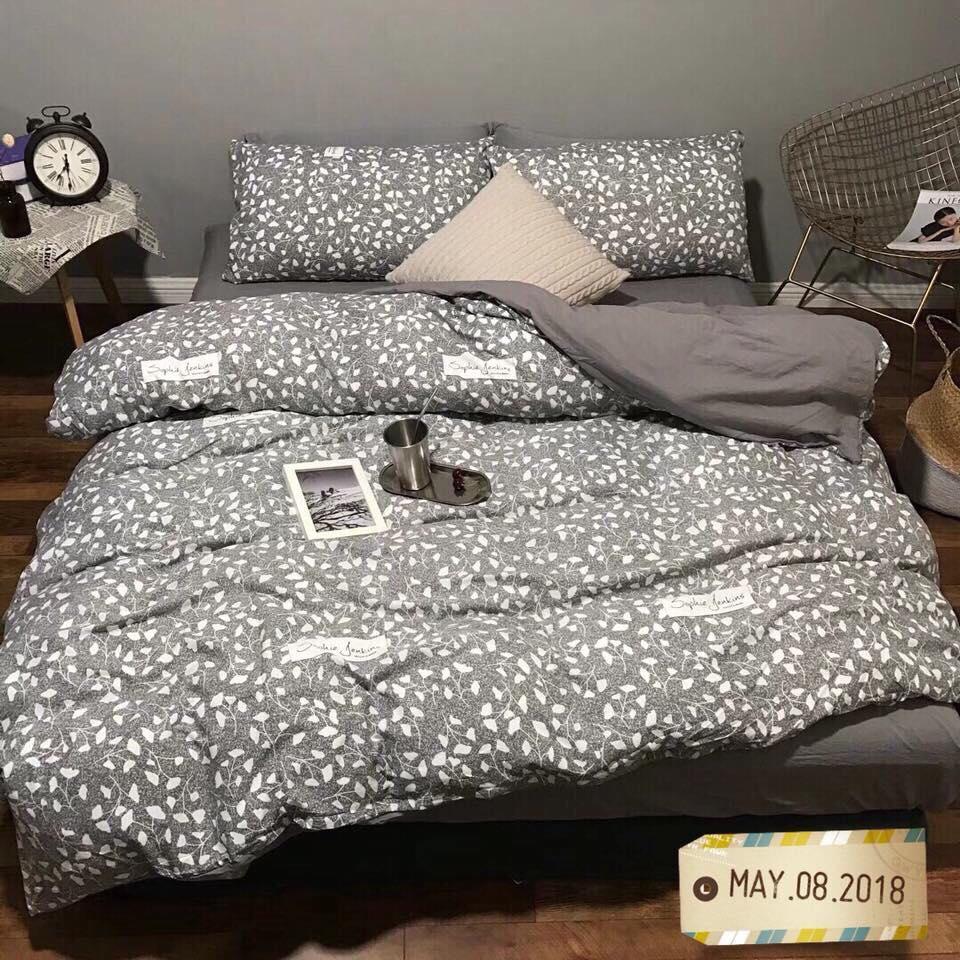 Bộ chăn ga gối cotton đũi hàn quốc 180x200