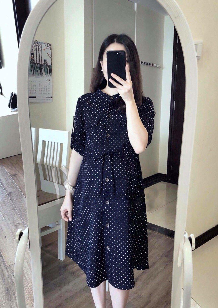 Đầm bầu sơ mi eo rút