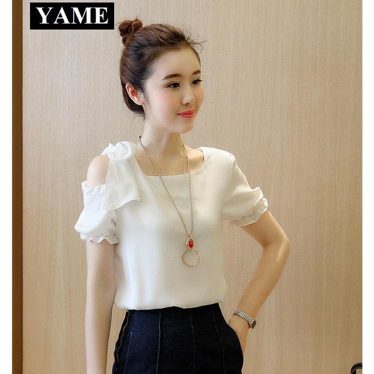 Áo Sơ Mi Nữ Kiểu Hàn Vải Voan Chất Đẹp YAME S26W68 White
