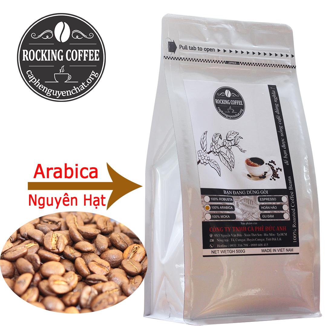Cà phê rang mộc hoàn toàn Arabica gói zipper 500g - Nguyên HẠT chưa xay