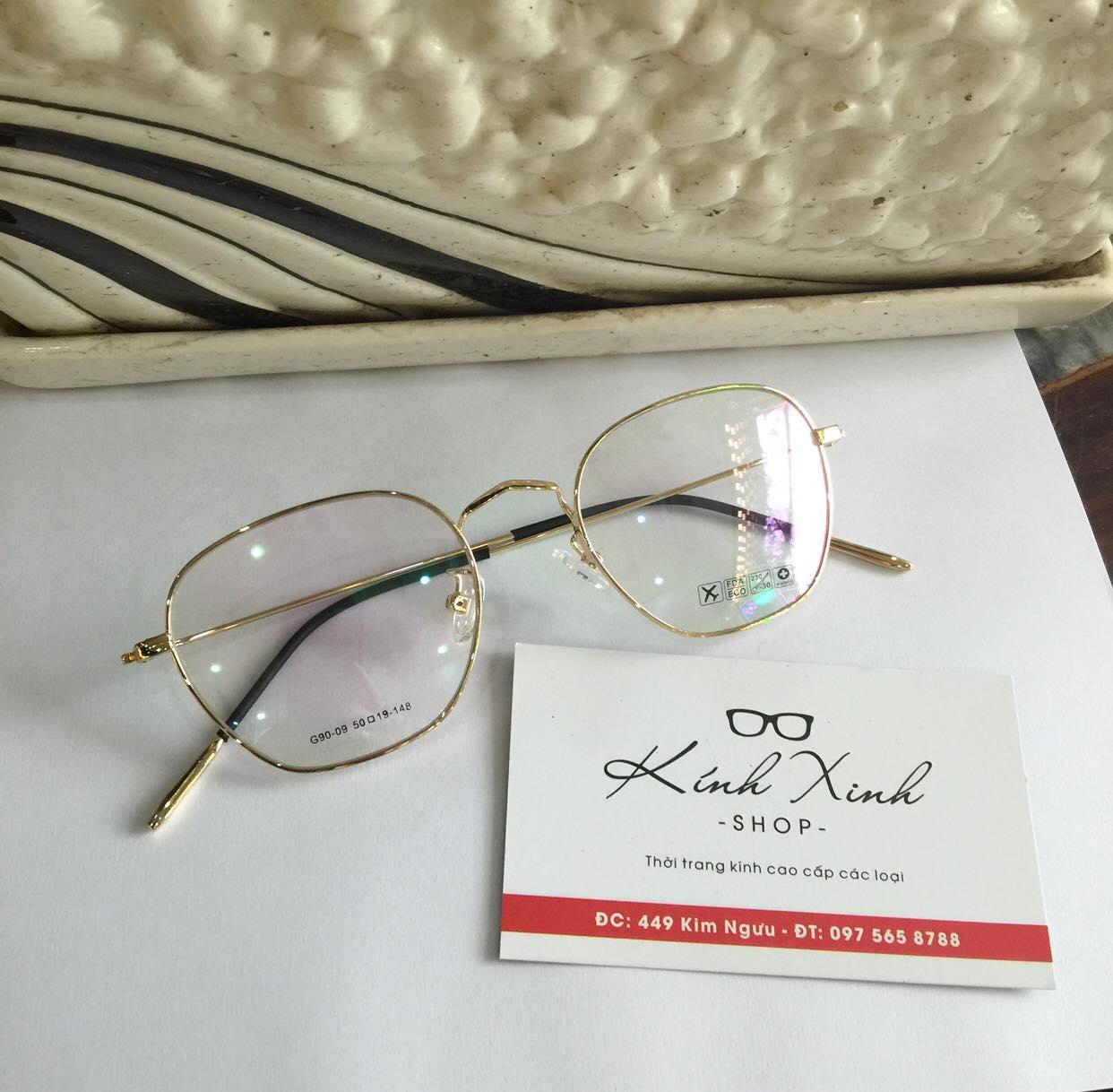 Kính gọng Vintage kim loại Hàn Quốc - đuôi bi (Vàng)