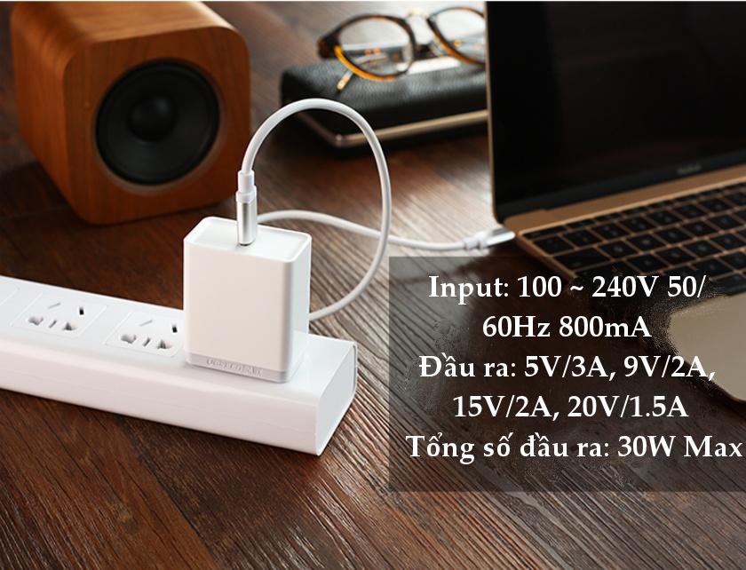 Cốc sạc nhanh cổng USB type C chân cắm kiểu USA UGREEN CD127 Cốc sạc nhanh cổng USB type C chân cắm kiểu USA UGREEN CD127