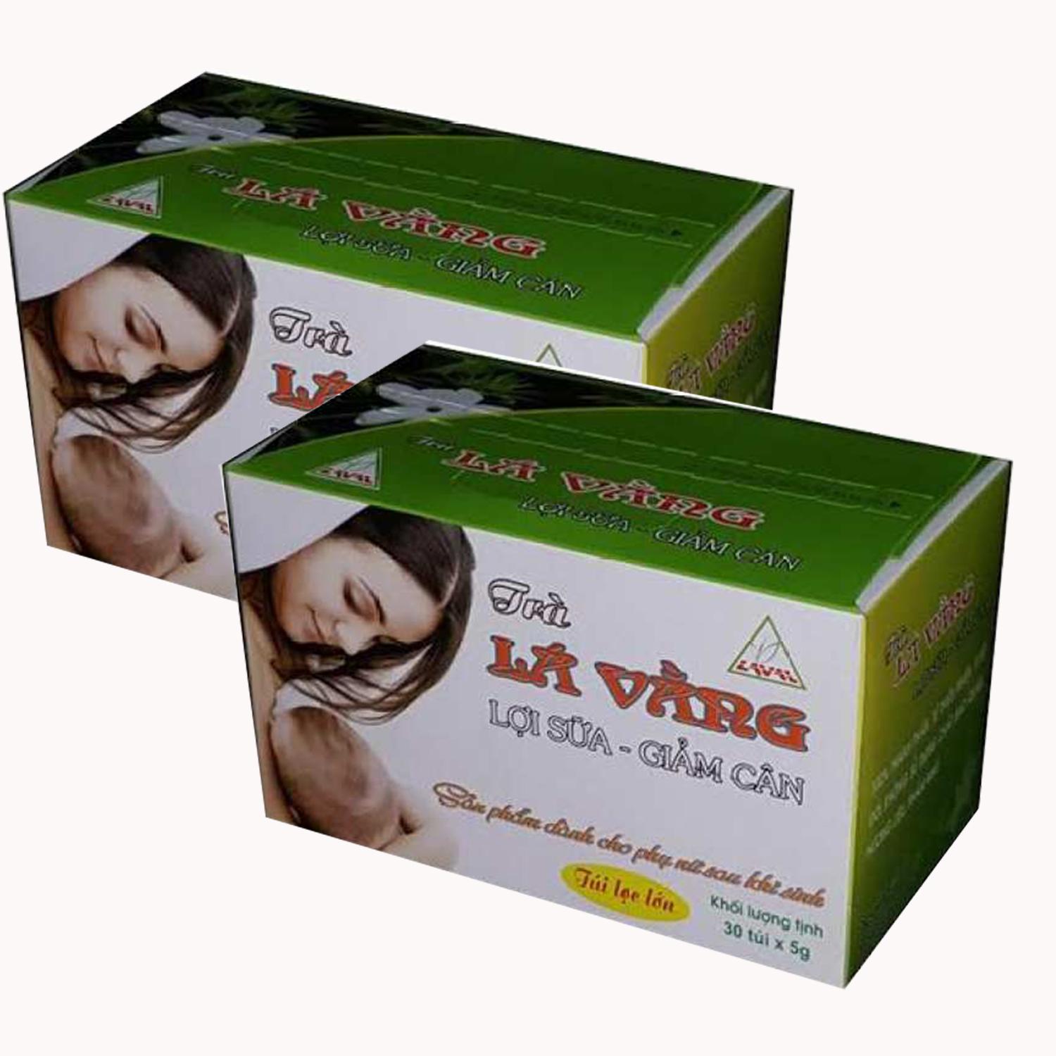 Bộ 2 hộp trà lá vằng lava lợi sữa - hộp 30 túi lọc