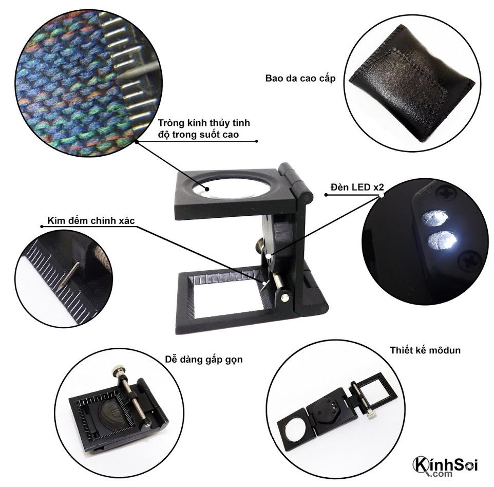 [HCM]Kính lúp có đèn soi mật độ sợi vải
