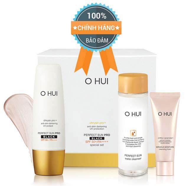 Set Chống Nắng Ohui Perfect Sun Pro Black  Cao Cấp Chống Thấm Nước - Bộ 3 Sản Phẩm - Hàng Chính Hãng 100%.