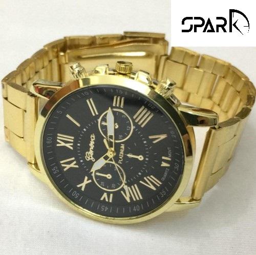 Đồng hồ nam Geneva dây kim loại mạ vàng sang trọng + Tặng kèm hộp đựng đồng hồ sang trọng (Đỏ hoặc đen)