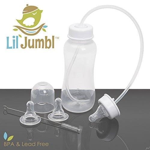 Bình sữa rảnh tay có ống hút cho bé Lil Jumbl 300ml