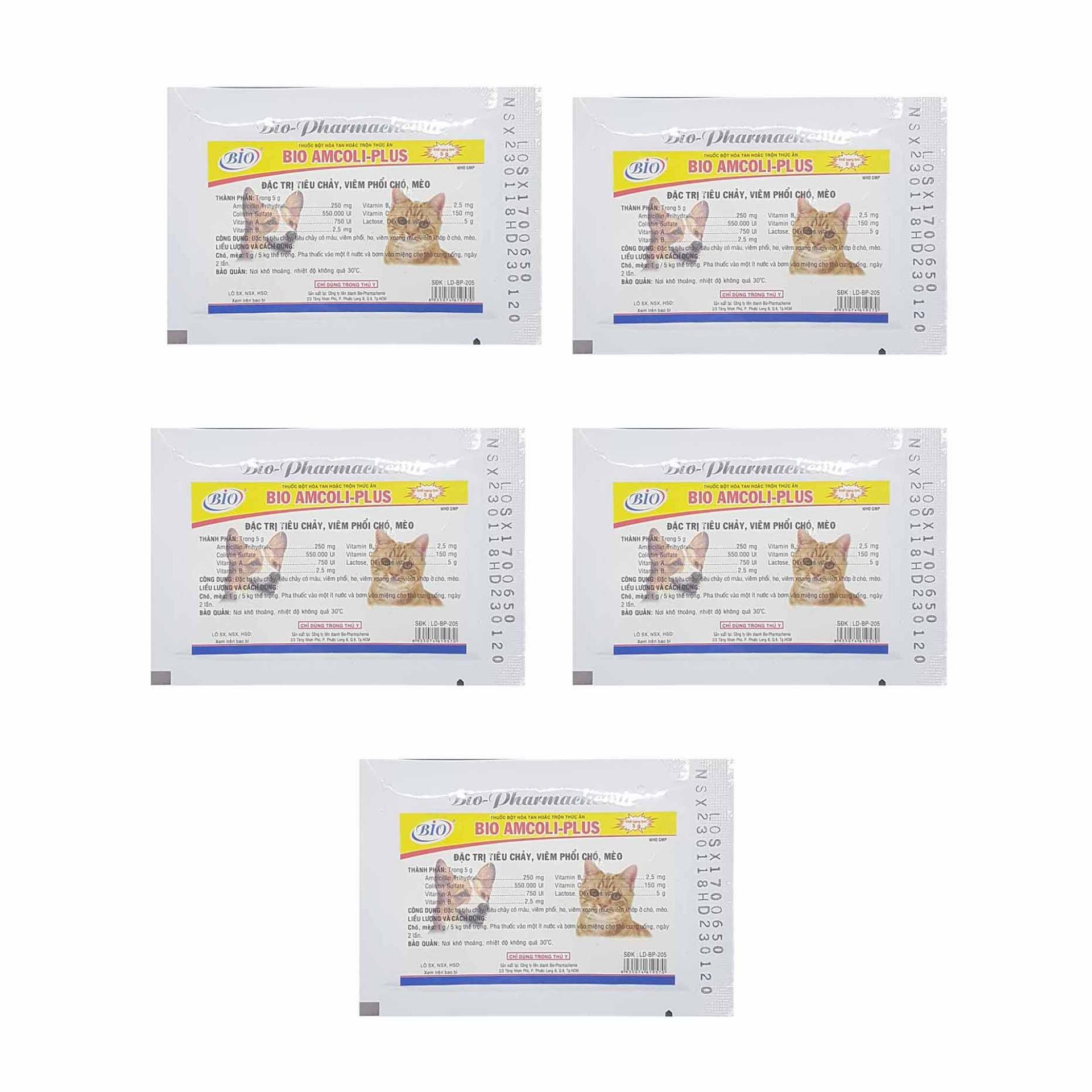 Thuốc bột trị ho viêm phổi cho chó mèo - Thuốc cho chó mèo - 5 Gói Bio amcoli