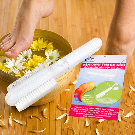 Bộ 2 bàn chải chà gót chân 2 đầu thạch nhũ t.h tashuan