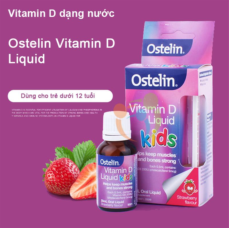 Siro bổ sung Vitamin D liquid Kids của OStelin Úc chai 20ml