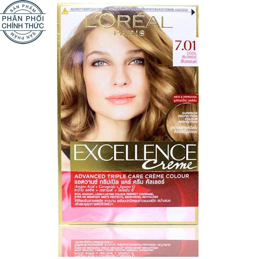 Thuốc nhuộm tóc LOreal Exc Crème 7.01 172ml (Vàng sáng năng động)