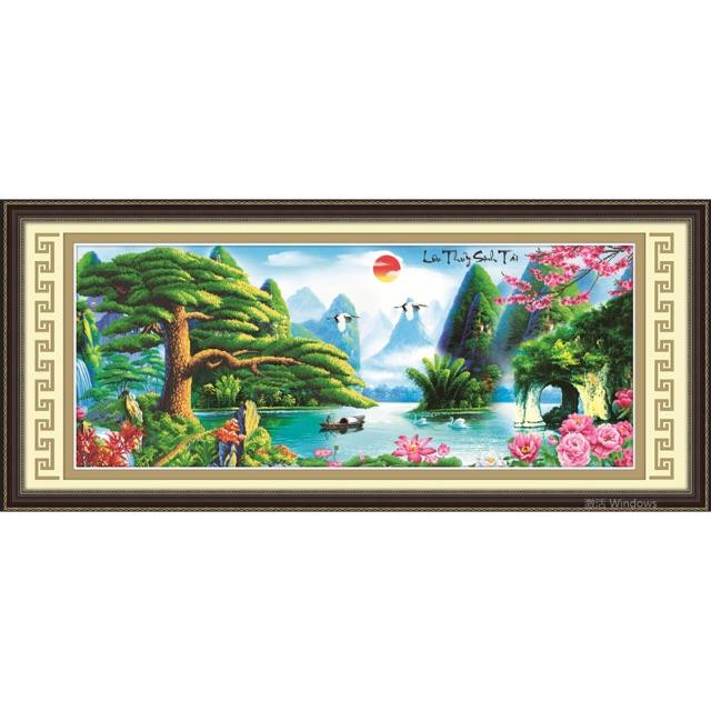 Tranh thêu phong cảnh Lưu Thuỷ Sinh Tài 3D Ailuo AL53515 [ 103x41 cm] Chưa thêu