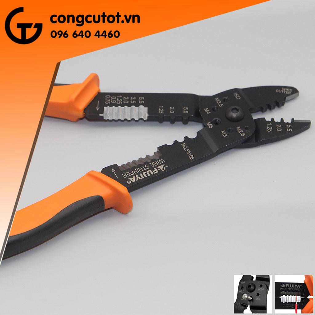 Kìm cắt và tuốt dây điện đa năng fujiya fa106 nhật bản