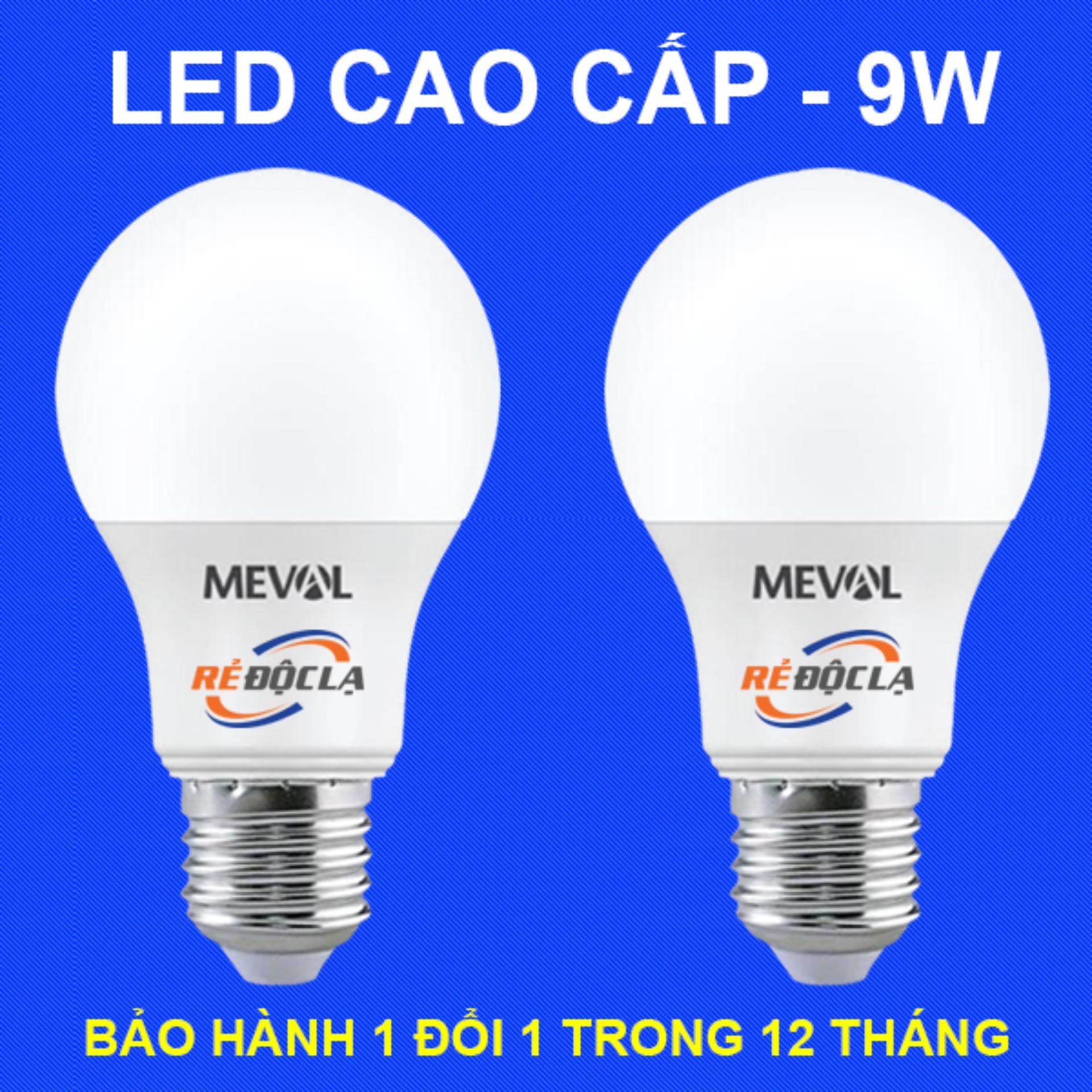 Bộ 2 bóng đèn led bulb 9w meval - ánh sáng vàng